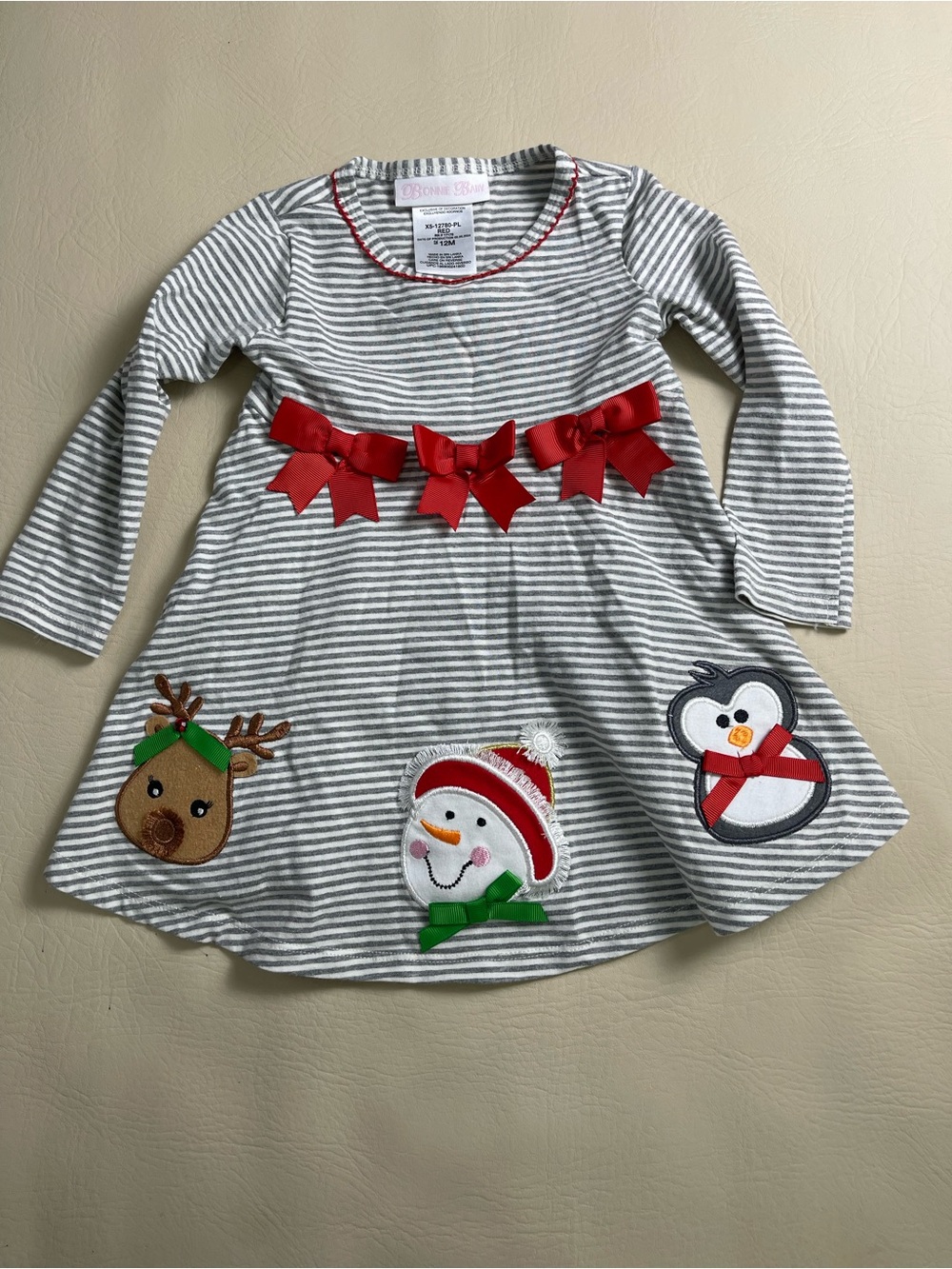 Bonnie Baby Girls Christmas Dress 12 mos
